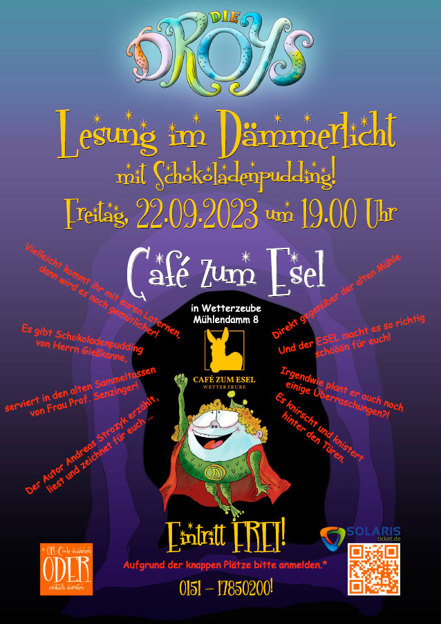 TESTVERANSTALTUNG - Lesung in der Abenddämmerung - "Die Droys" mit Schokoladenpudding